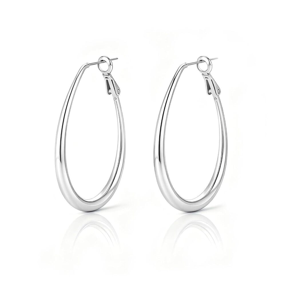 Lightweight Oval Hoop Earrings for Women - Sterling Silver Large Oblong Hoop
